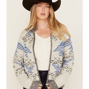 Idyllwind Gray and Blue Geometric Cardigan Aztec/country style